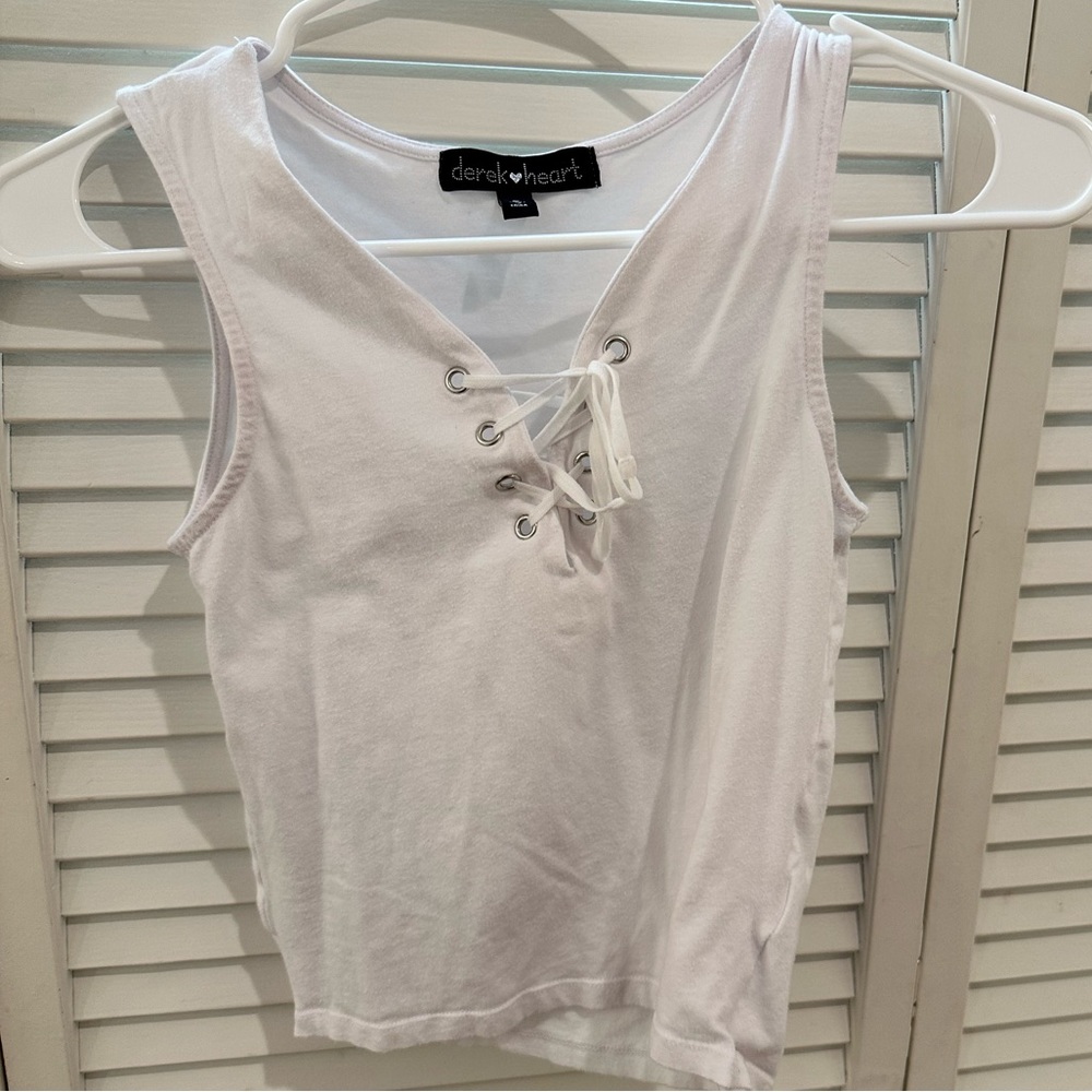 Lace up white crop top